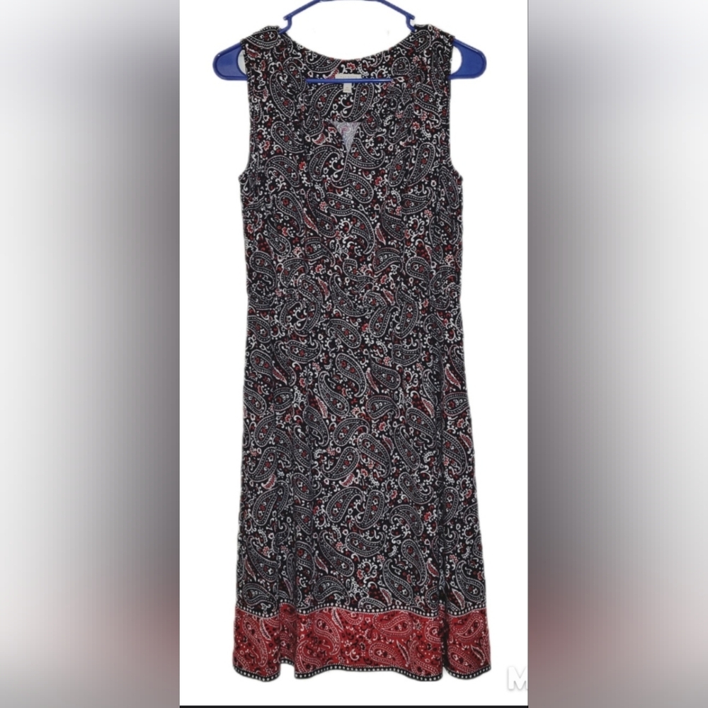 Talbots Patriotic Paisley Bandand Print Sleeveless Shift Dress Women's Size 4P